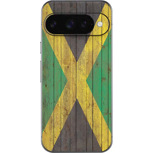 Jamaican Flag Dark Wood Google Pixel 10 Skin